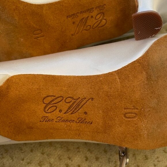 Satin white Bridal or Ballroom Dance shoes - Picture 6 of 10